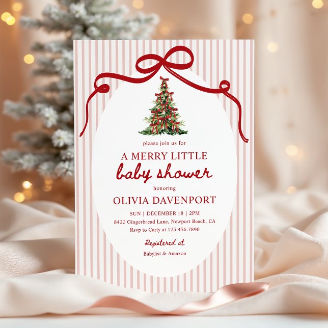 Invitación Merry Little Coquette Christmas Tree Baby Shower (Subido por el creador)