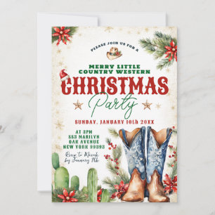 Invitación Merry Little Country Western Navidades Fiesta