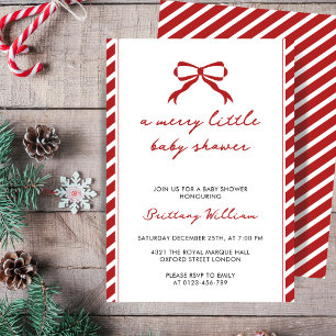 Invitación Merry Little Elegant Navidades Bow Baby Shower