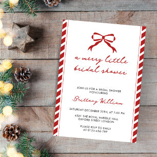Invitación Merry Little Elegant Navidades Bow Bridal Shower