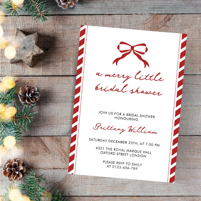Invitación Merry Little Elegant Navidades Bow Bridal Shower (Subido por el creador)