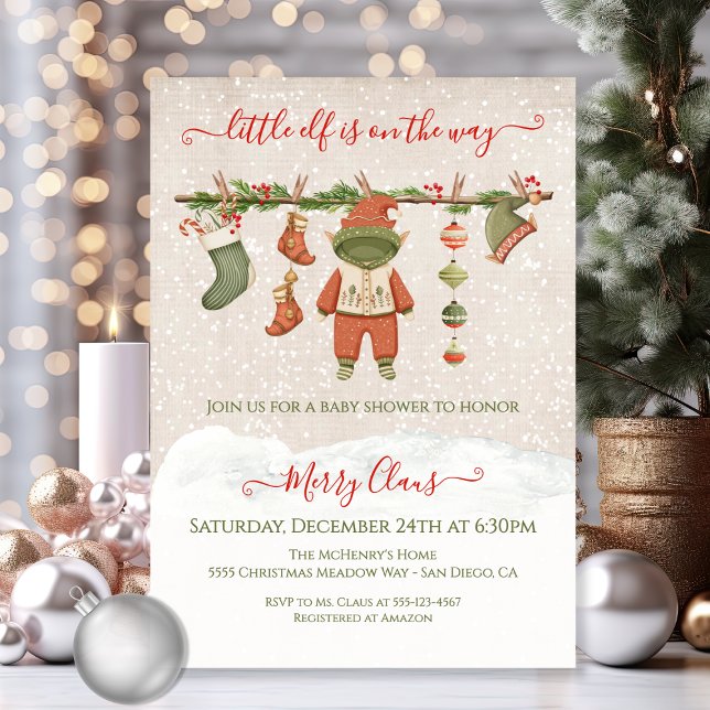 Invitación Merry little Elf Navidades Baby Shower (Subido por el creador)