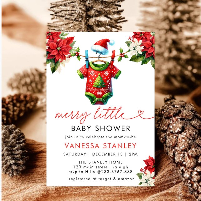 Invitación Merry Little Floral Navidades Santa Baby Shower (Subido por el creador)
