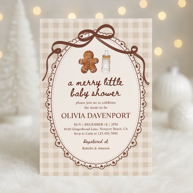 Invitación Merry Little Gingerbread Christmas Baby Shower (Subido por el creador)