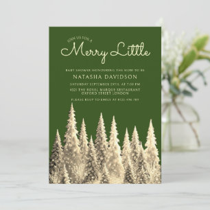 Invitación Merry Little Green Navidad Baby Shower