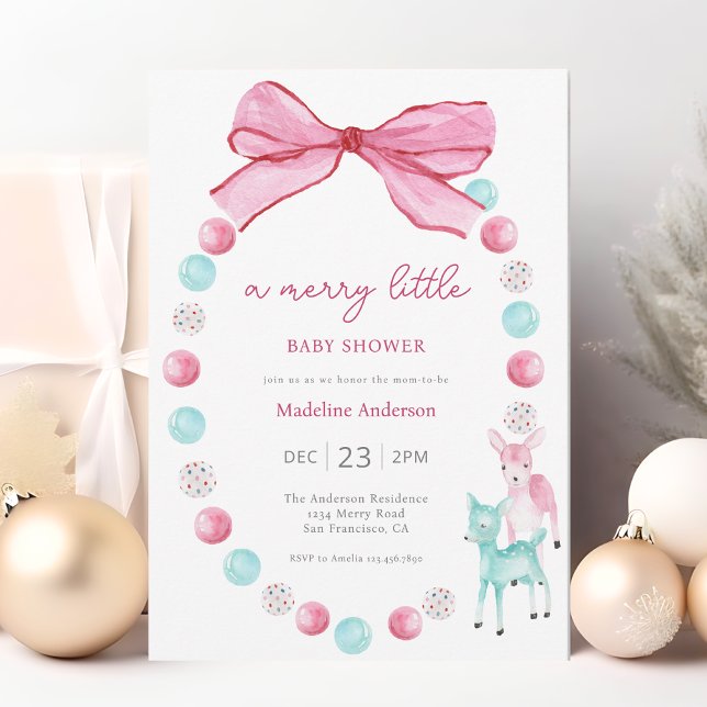 Invitación Merry Little Navidades Baby Girl Shower (Subido por el creador)