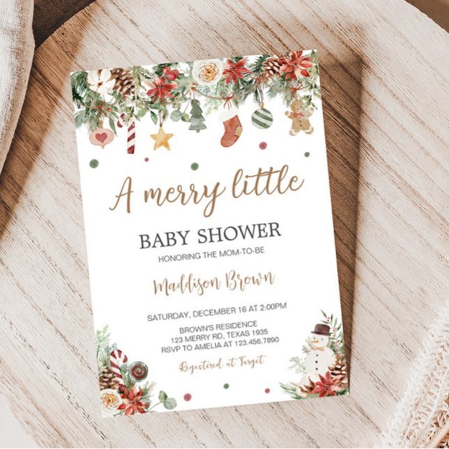 Invitación Merry Little Navidades Baby Shower (Christmas Baby Shower Invitation)