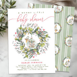 Invitación Merry Little Navidades Baby Shower Wreath