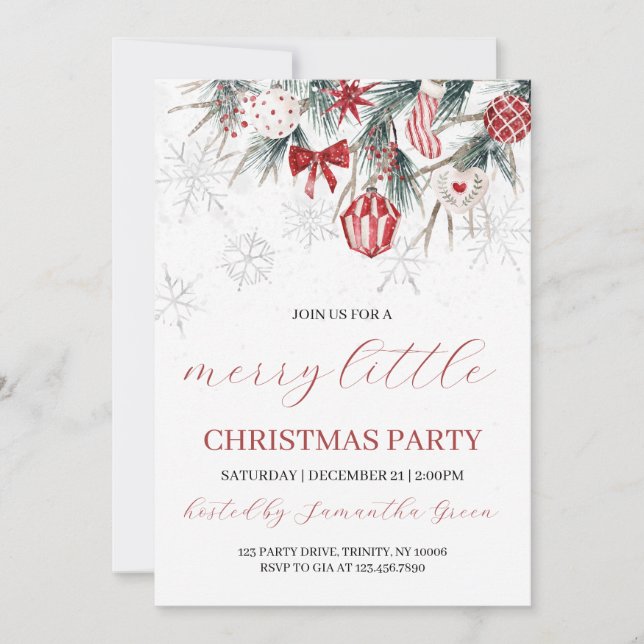 Invitación Merry Little Navidades Fiesta (Anverso)