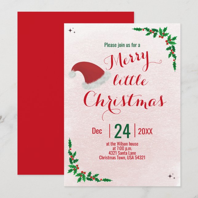 Invitación Merry Little Navidades Fiesta (Anverso / Reverso)