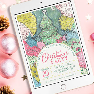 Invitación Merry Little Navidades Fiesta Watercolor
