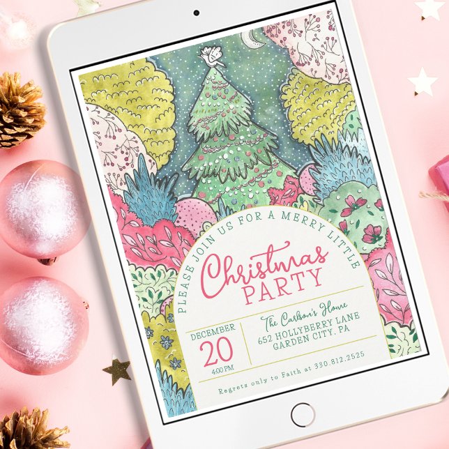 Invitación Merry Little Navidades Fiesta Watercolor (Subido por el creador)
