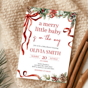 Invitación Merry Little Navidades Santa Baby Shower