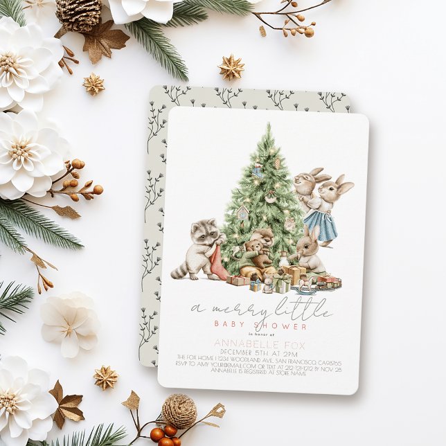 Invitación Merry Little Navidades Woodland Animal Baby Shower (Subido por el creador)