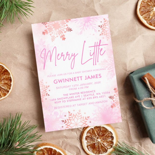 Invitación Merry Little Pink Baby Shower (Subido por el creador)