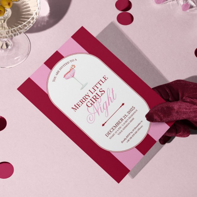 Invitación Merry little red stripe Christmas Party Invitation (Subido por el creador)