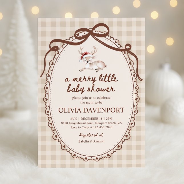 Invitación Merry Little Reindeer Winter Christmas Baby Shower (Subido por el creador)