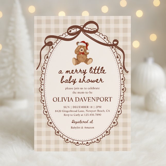 Invitación Merry Little Teddy Bear Christmas Baby Shower (Subido por el creador)