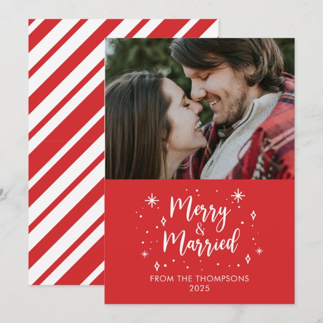 Invitación Merry & Married christmas photo card (Anverso / Reverso)