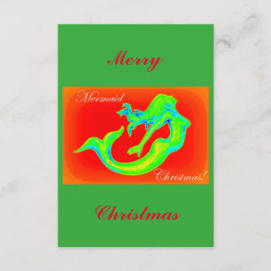 Invitación Merry Mermaid Navidades rojos/verdes