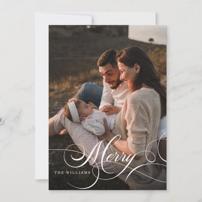 Invitación Merry Modern caligrafía 5 familia de Collages de f (Anverso)
