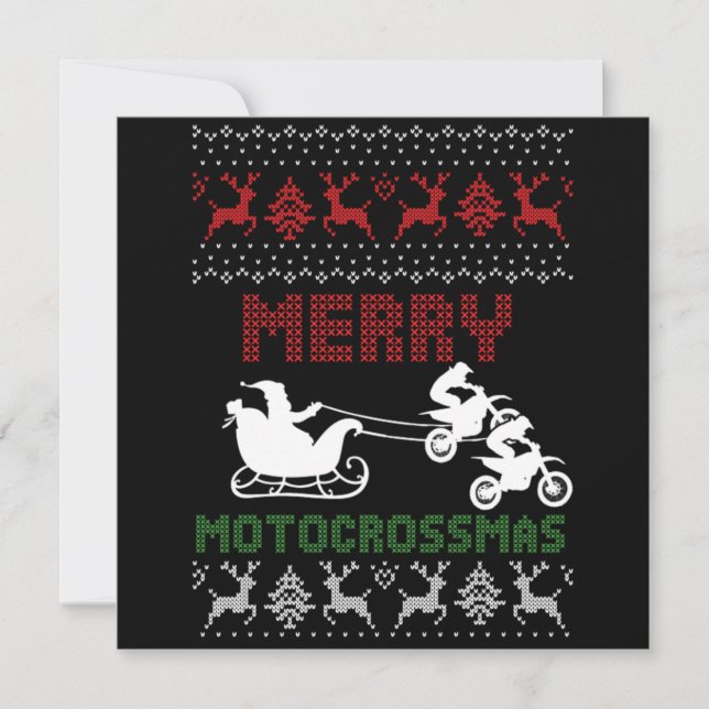 Invitación Merry Motocross mas Deer Ugly Navidades Motorcicle (Anverso)