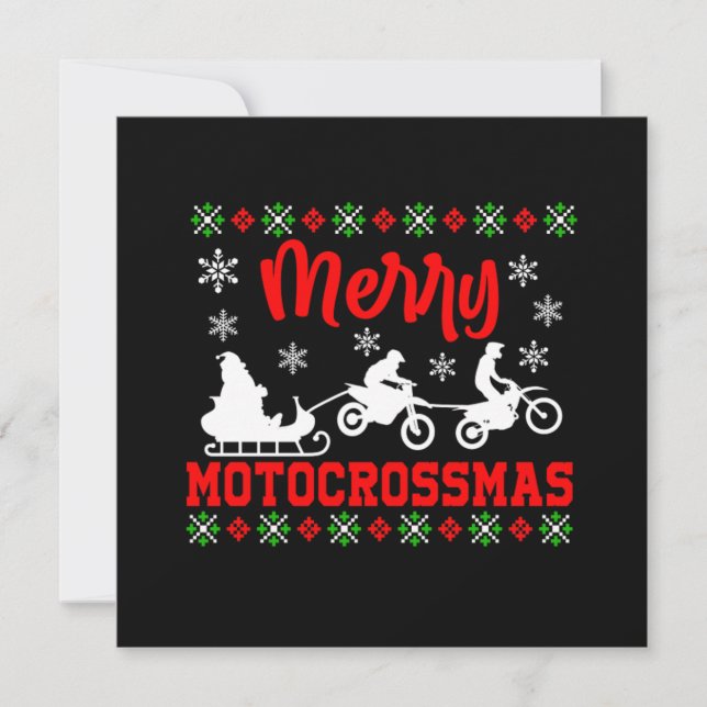 Invitación Merry Motocrossmas Motocicleta Santa Claus Feo Xma (Anverso)