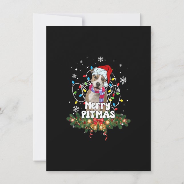 Invitación Merry Pitmas Santa Pitbull Navidades de perros (Anverso)