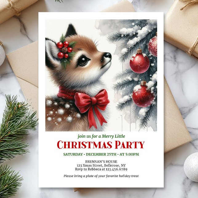 Invitación Merry winter scene Christmas kids invitation  (Merry winter scene Christmas kids invitation editable template)