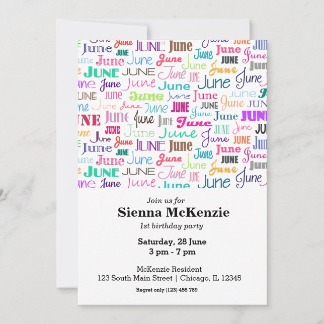 Invitación Mes de cumpleaños junio (Anverso)