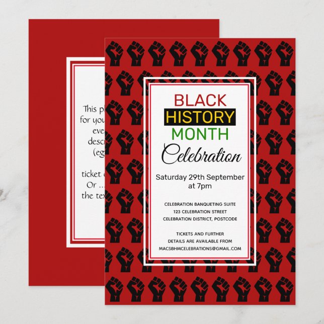 Invitación MES DE HISTORIA NEGRA RETIRADA | Celebración de BH (Anverso / Reverso)