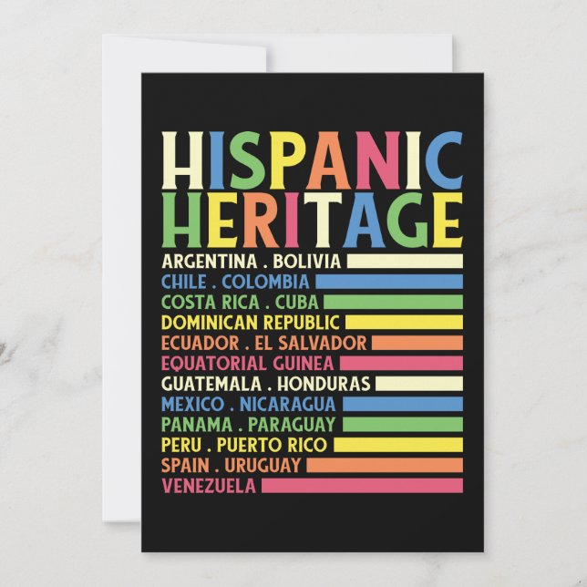 Invitación Mes del Patrimonio Hispano de los Países Latinos N (Anverso)