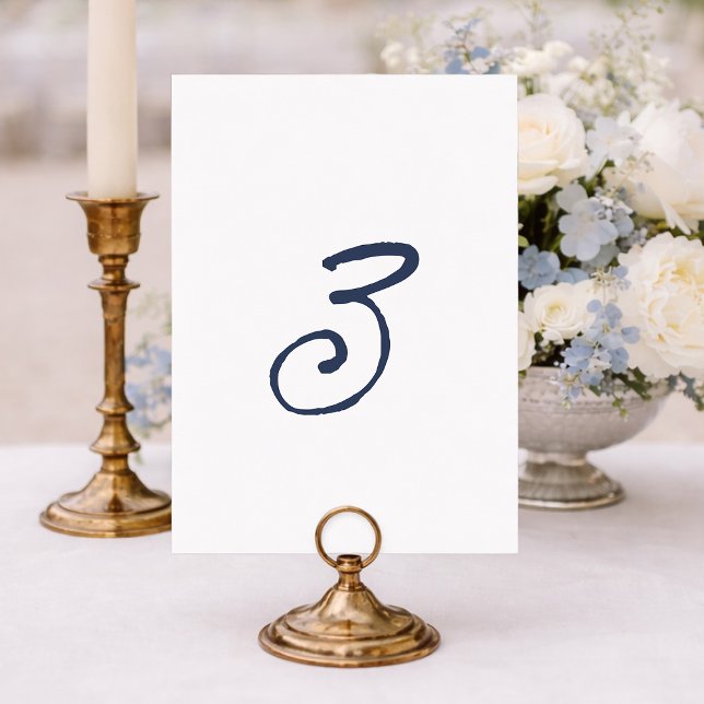 Invitación Mesa 3 azul polvoriento - Boda de raya francesa (Subido por el creador)