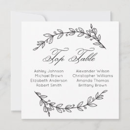 Invitación Mesa alta simple de boda. Gráfico de asientos botá
