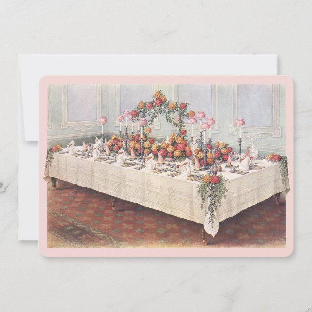 Invitación Mesa de Banquetes de Bodas Vintage (Anverso)