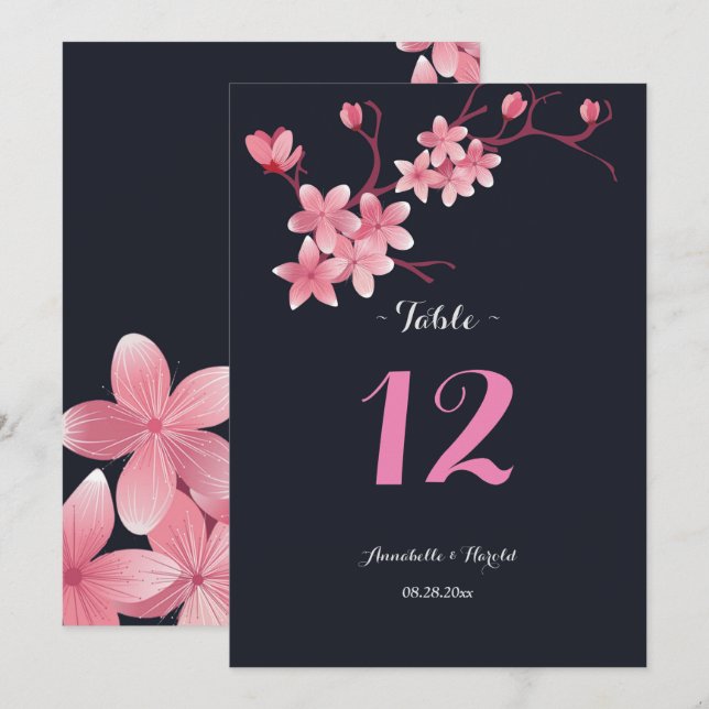 Invitación Mesa de boda de flor de cerezo (Anverso / Reverso)