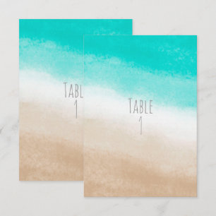 Invitación Mesa de boda de playa elegante con acuarela en azu