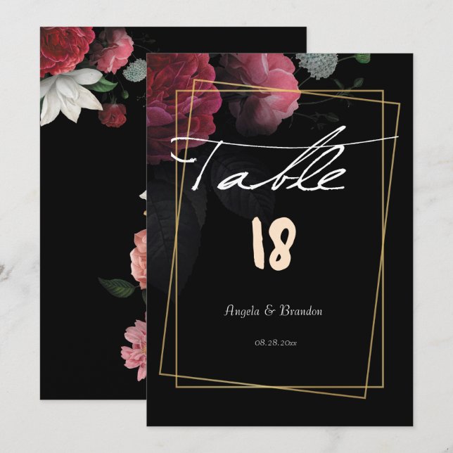 Invitación Mesa de Bodas Rústicos de Borgoña (Anverso / Reverso)