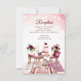 Invitación Mesa de Boho Borgoña Acuarela Recepción Floral