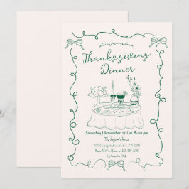Invitación Mesa de comedor caprichosa dibujada a mano para Ac