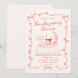 Invitación Mesa de comedor caprichosa dibujada a mano para Ac