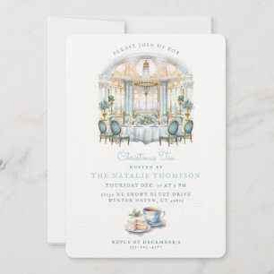 Invitación Mesa de comedor formal   Té Navidad