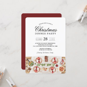 Invitación Mesa de comida en acuarela   Cena de Navidad