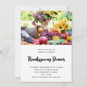 Invitación Mesa de cosecha de otoño de vacaciones de Acción d