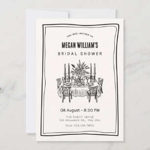 Invitación Mesa de la cena ducha de novia