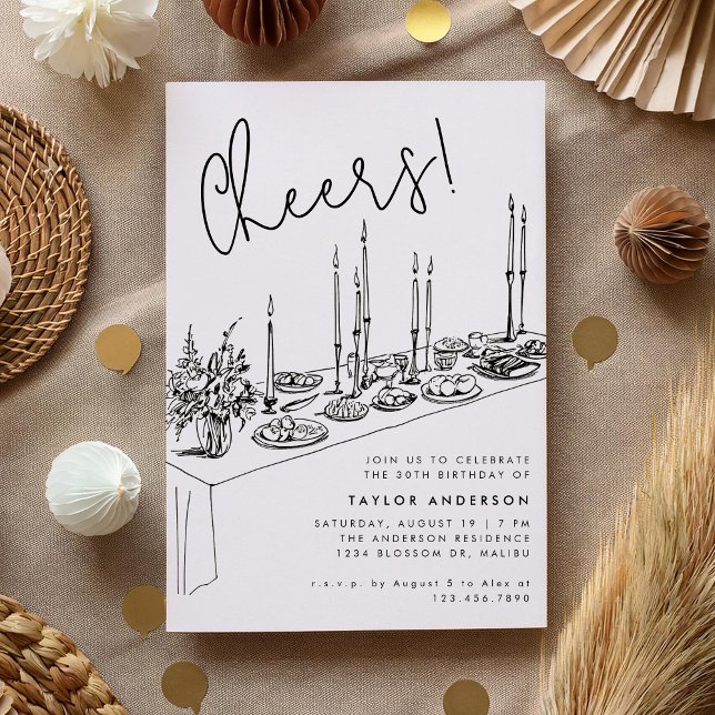 Invitación Mesa de la cena vitoreando a un Fiesta de cumpleañ (Subido por el creador)