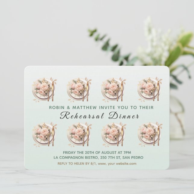 Invitación Mesa De Moda La Noche Antes Del Ensayo (Anverso de pie)