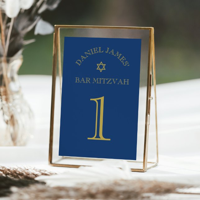 Invitación Mesa de Número de Bar Mitzvah Estrella Simplemente (Subido por el creador)