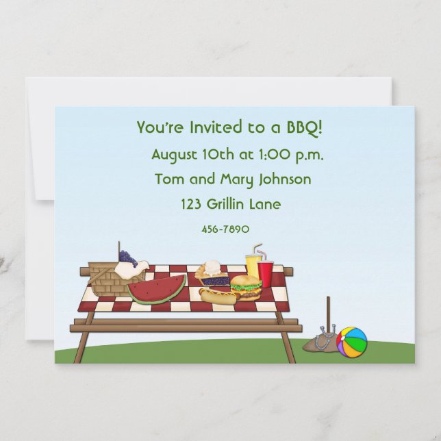 Invitación Mesa de picnic parrillada (Anverso)