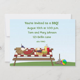 Invitación Mesa de picnic parrillada